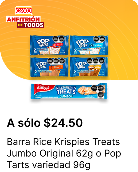 Barra Rice Krispies Treats Jumbo Original 62g o Pop Tarts variedad 96g