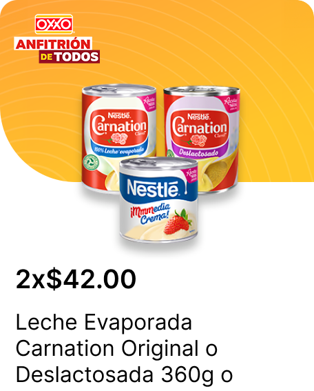Leche Evaporada Carnation Original o Deslactosada 360g o Media Crema 225g