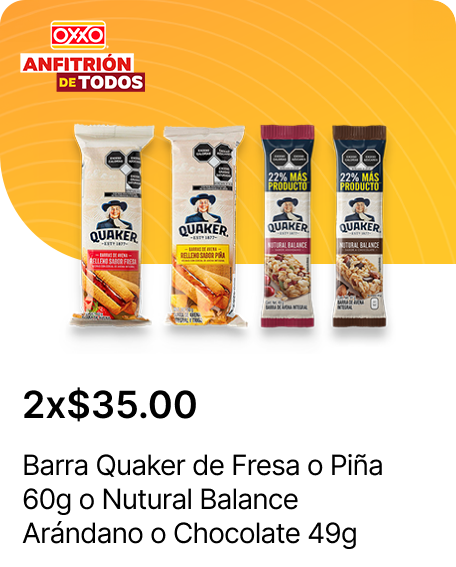 Barra Quaker de Fresa o Pina 60g o Nutural Balance Arandano o Chocolate 49g