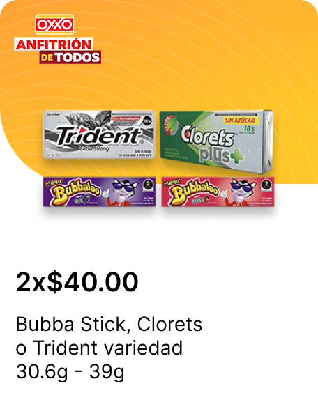 Bubba Stick o Clorets o Trident variedad 30.6g  39g