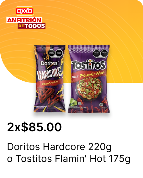 Doritos Hardcore 220g o Tostitos Flamin Hot 175g