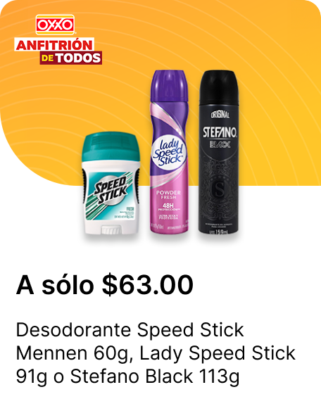 Desodorante Speed Stick Mennen 60g o Lady Speed Stick 91g o Stefano Black 113g
