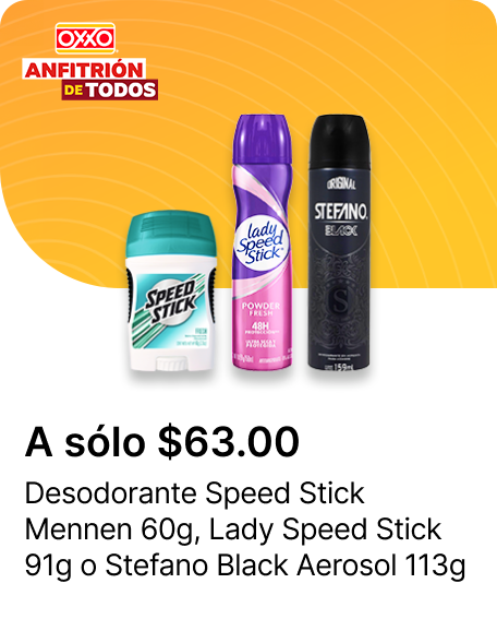 Desodorante Speed Stick Mennen 60g o Lady Speed Stick 91g o Stefano Black Aerosol 113g