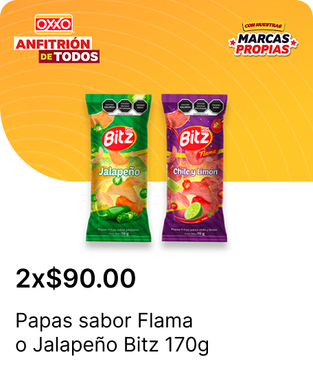 Papas sabor Flama o Jalapeno Bitz 170g
