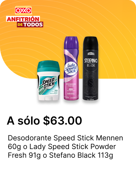Desodorante Speed Stick Mennen 60g o Lady Speed Stick Powder Fresh 91g o Stefano Black 113g