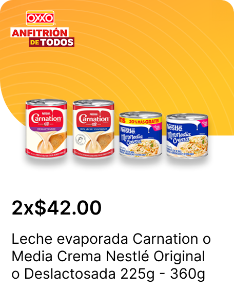 Leche evaporada Carnation o Media Crema Nestle Original o Deslactosada 225g  360g