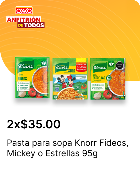 Pasta para sopa Knorr Fideos o Mickey o estrellas 95g