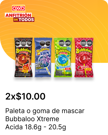 Paleta o goma de mascar Bubbaloo Xtreme Acida 18.6g  20.5g