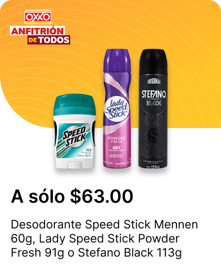 Desodorante Speed Stick Mennen 60g o Lady Speed Stick Powder Fresh 91g o Stefano Black 113g