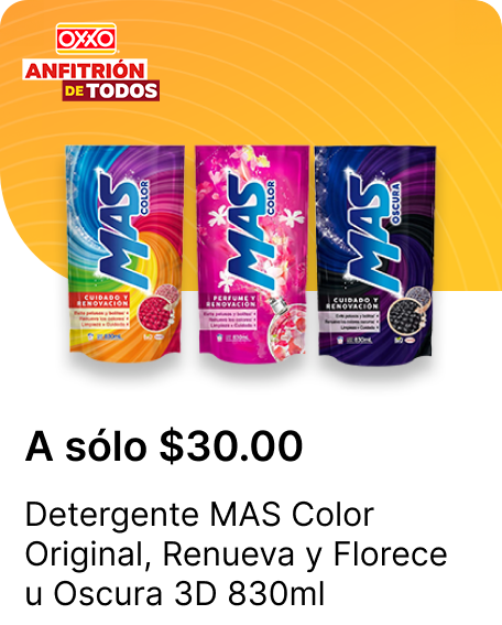 Detergente MAS Color Original o Renueva y Florece u Oscura 3D 830ml