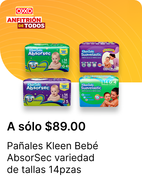 Panales Kleen Bebe AbsorSec variedad de tallas 14pzas