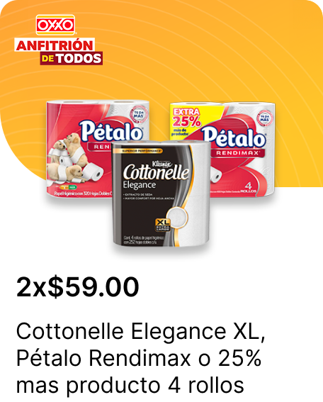 Cottonelle Elegance XL o Petalo Rendimax o 25 mas producto 4 rollos