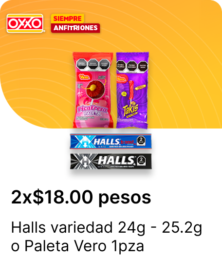 Halls variedad 24g  25.2g  o Paleta Vero 1pza