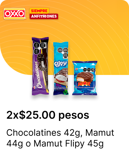Chocolatines 42g o Mamut 44g  o Mamut Flipy 45g