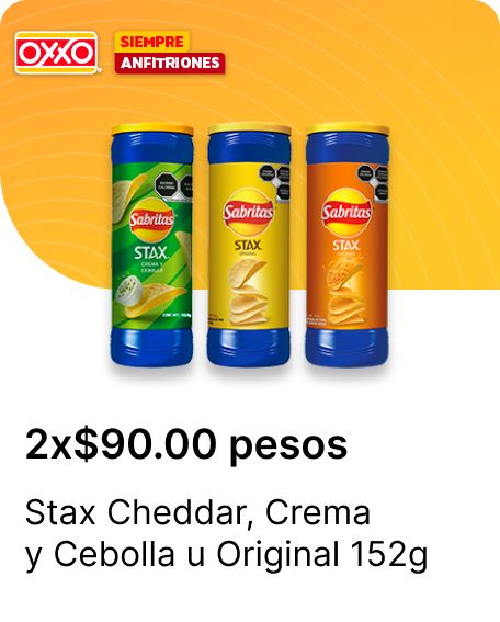 Stax Cheddar o Crema y Cebolla u Original 152g