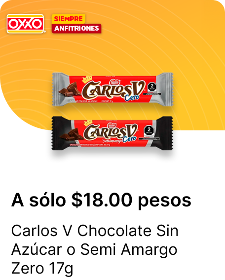 Carlos V Chocolate Sin Azucar o Semi Amargo Zero 17g