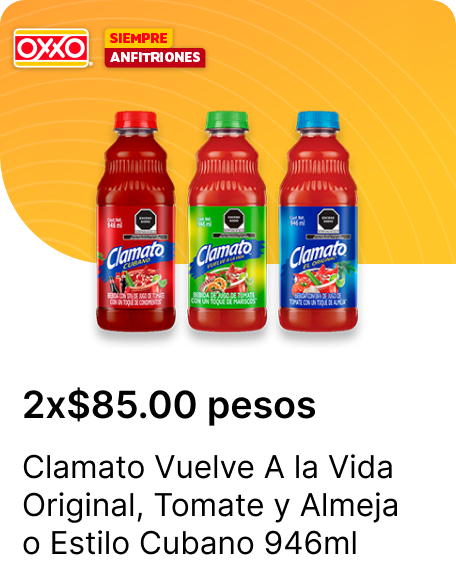 Clamato Vuelve A la Vida  Original o Tomate y Almeja  o Estilo Cubano 946ml